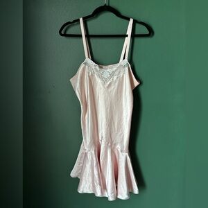 Victoria's Secret Pale Pink Lace-Trim Slip with Ruffle Hem